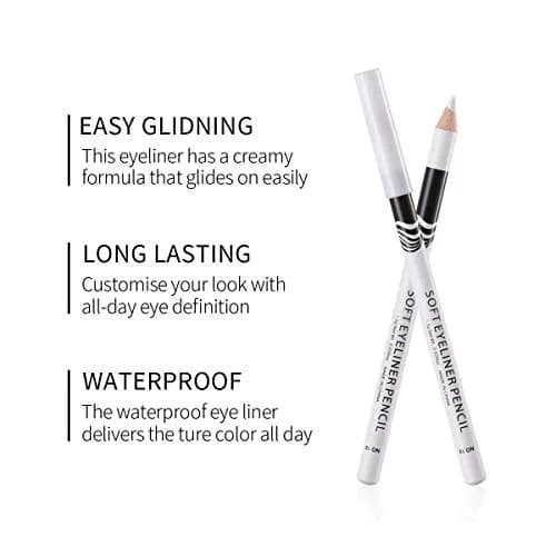 Go Ho 12 PCS White Eyebrow Eyeliner Pencils | Sweatproof, Long-lasting, Matte White thumbnail 7