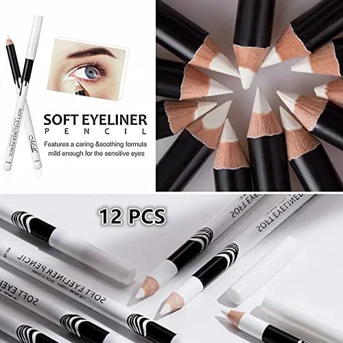 Go Ho 12 PCS White Eyebrow Eyeliner Pencils | Sweatproof, Long-lasting, Matte White thumbnail 8