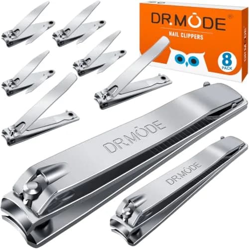 DRMODE Finger Nail Clippers Adult, 8 Pack for Men Women | Sharp Stainless Steel Nail Cutter Set thumbnail 1