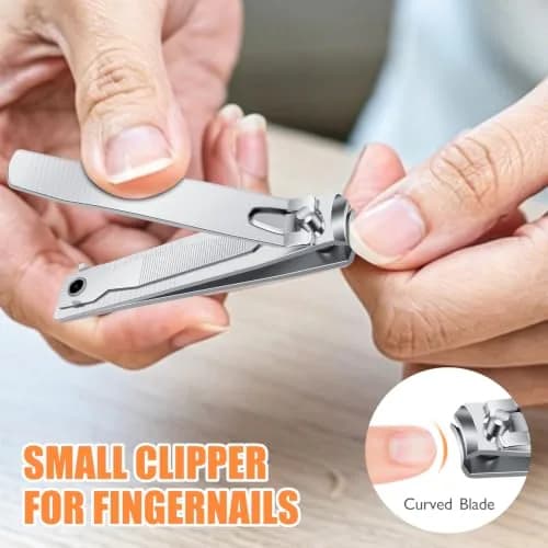 DRMODE Finger Nail Clippers Adult, 8 Pack for Men Women | Sharp Stainless Steel Nail Cutter Set thumbnail 2