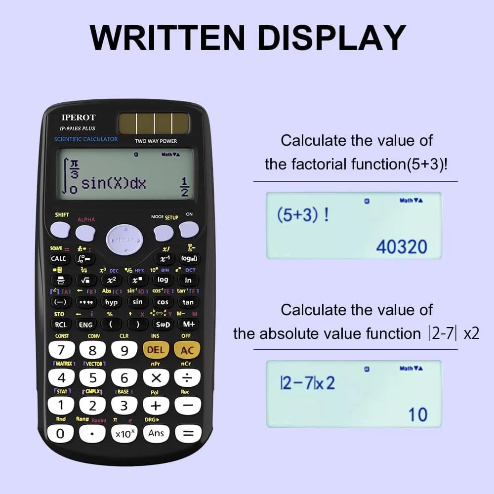 IPEROT Math Solar Calculator with 417 Functions & Dual Power | 16.5 cm (6.5 in) Display - view 4