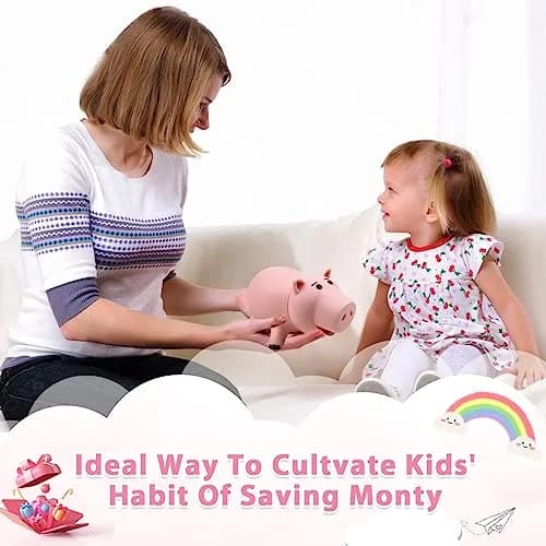 PHOCAS Pink Piggy Bank Unbreakable 7.6" x 4.8" x 4.8" | Durable Kids Coin Bank for Saving thumbnail 5
