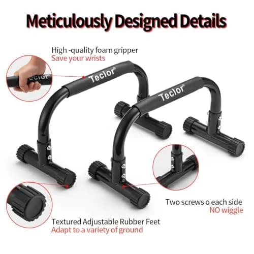 Teclor Black Calisthenics Stand with 660LBS Capacity | Heavy Duty Steel Push Up Bars for Full Body Workouts thumbnail 4