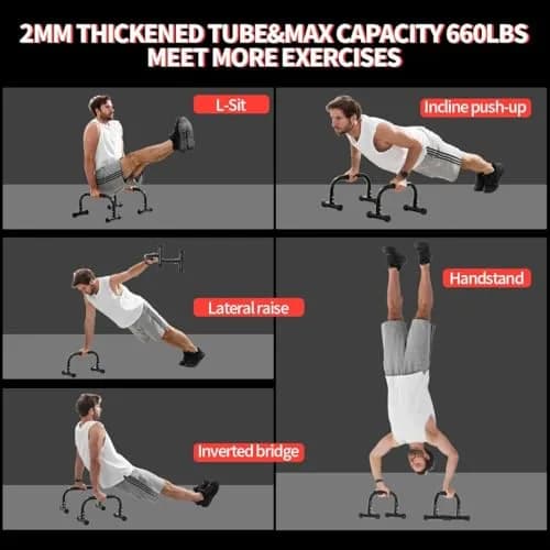 Teclor Black Calisthenics Stand with 660LBS Capacity | Heavy Duty Steel Push Up Bars for Full Body Workouts thumbnail 5