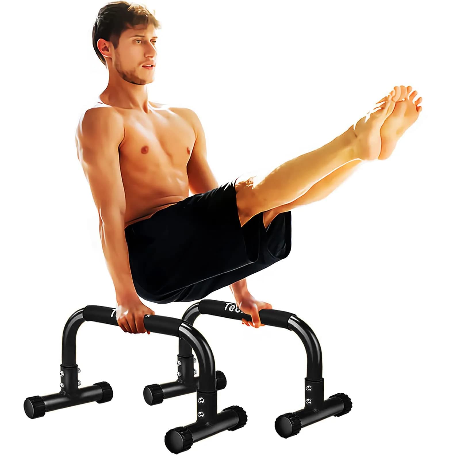 Teclor Black Calisthenics Stand with 660LBS Capacity | Heavy Duty Steel Push Up Bars for Full Body Workouts - view 8