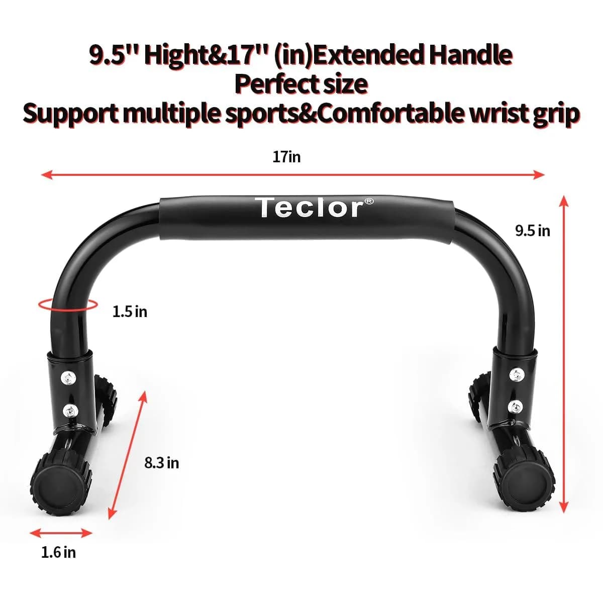 Teclor Black Calisthenics Stand with 660LBS Capacity | Heavy Duty Steel Push Up Bars for Full Body Workouts - view 3