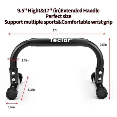 Teclor Black Calisthenics Stand with 660LBS Capacity | Heavy Duty Steel Push Up Bars for Full Body Workouts thumbnail 3