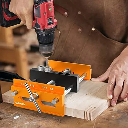 blekoo Upgraded Self Centering Doweling Jig Kit with 6 Drill Guide Bushings, 6.7 inch Adjustable Width Drilling Guide | Orange thumbnail 7