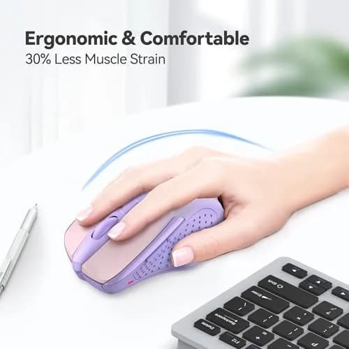 TECKNET Wireless Mouse M003, Gradient Lavender, 2.4G Ergonomic Computer Mouse with 2600 DPI | Right-Handed Use thumbnail 3