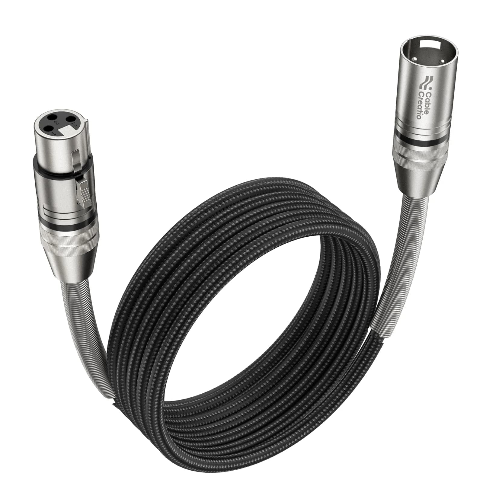 CableCreation XLR Microphone Cable Nylon Braided 15ft | Heavy Duty Balanced Microphone Cord — Black