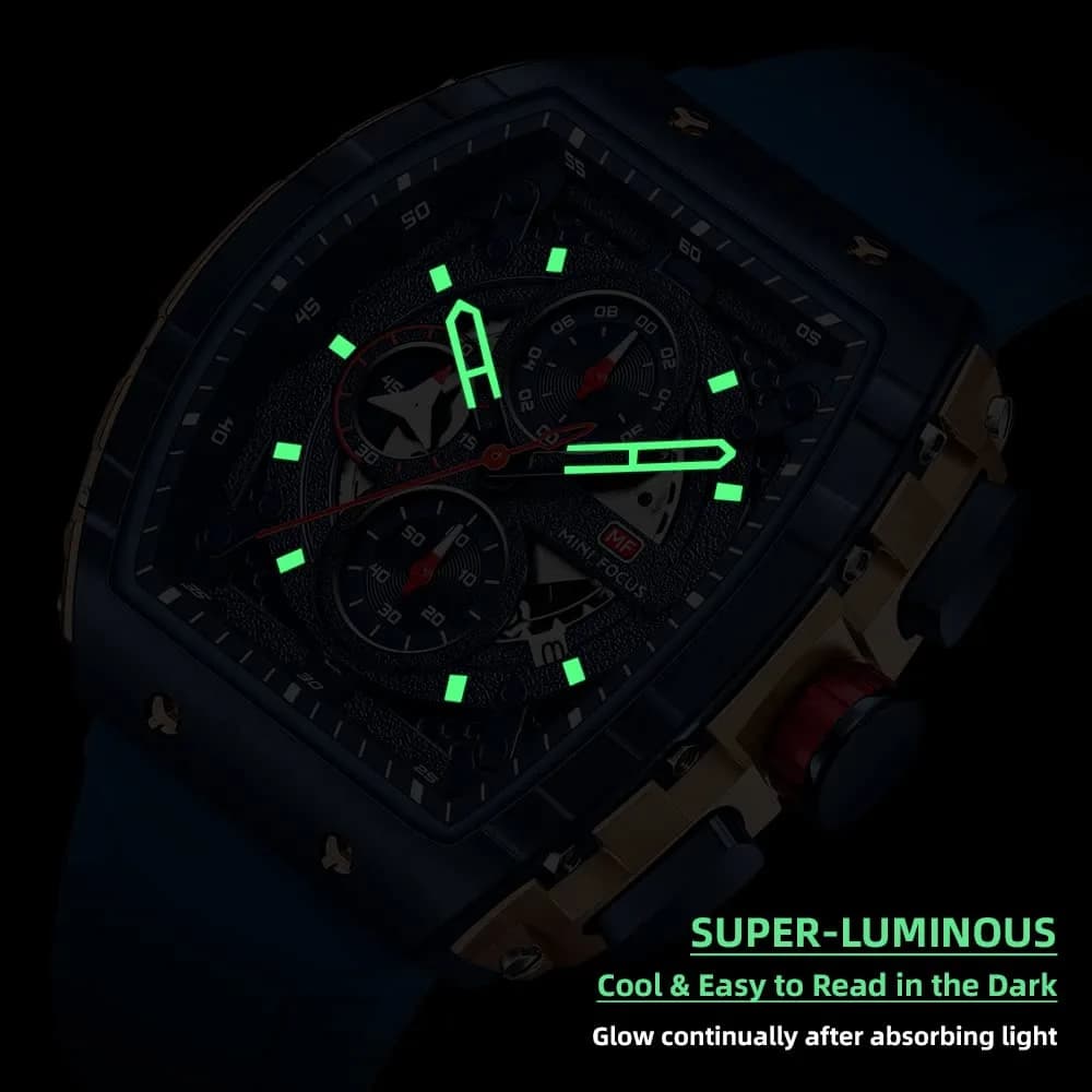 MF MINI FOCUS Men's Blue & Golden Chronograph Watch 42mm | Luminous Quartz Wristwatch - view 4