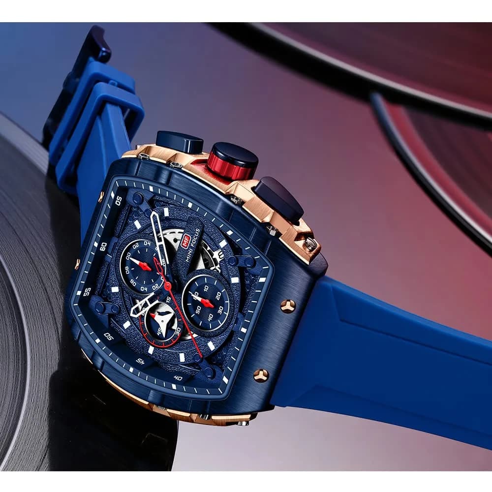 MF MINI FOCUS Men's Blue & Golden Chronograph Watch 42mm | Luminous Quartz Wristwatch - view 2