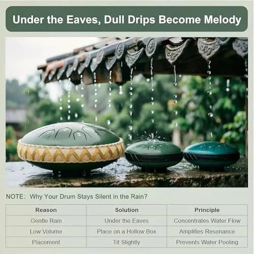 JYTMUS 6-Inch 11-Note Steel Tongue Rain Drum | Ethereal Sound for Meditation & Yoga thumbnail 4