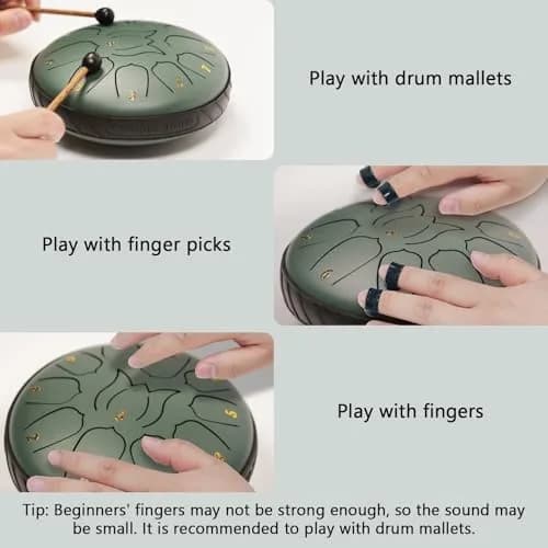 JYTMUS 6-Inch 11-Note Steel Tongue Rain Drum | Ethereal Sound for Meditation & Yoga thumbnail 5