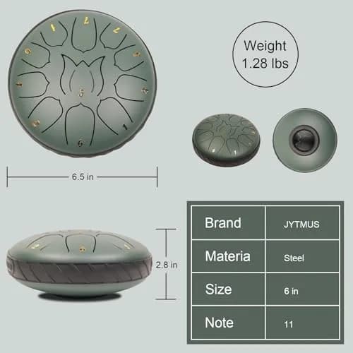 JYTMUS 6-Inch 11-Note Steel Tongue Rain Drum | Ethereal Sound for Meditation & Yoga thumbnail 7