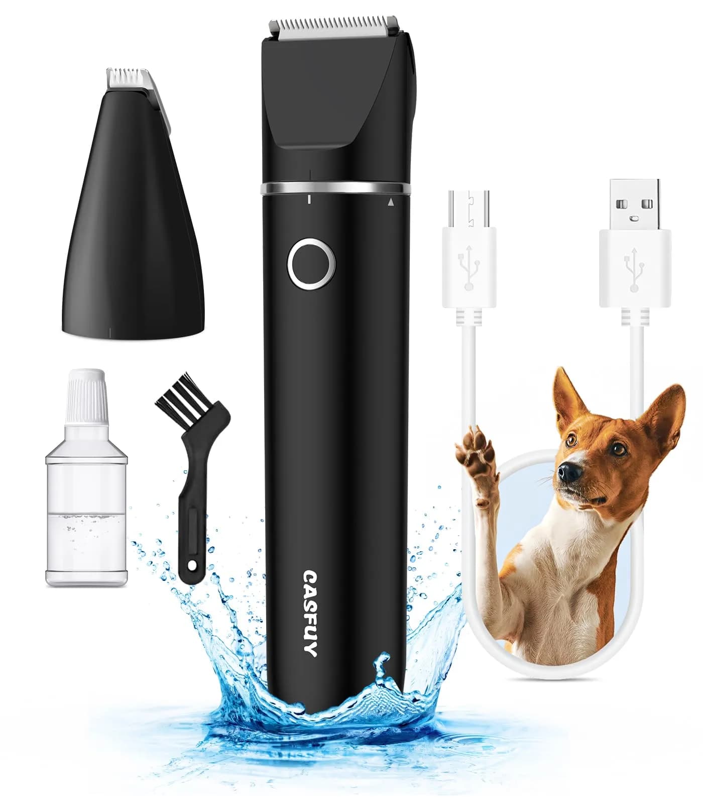Casfuy Cordless Dog Paw Trimmer - Low Noise Small Dog Clippers with Double Blades USB Rechargeable for Dogs Cats Small Pets (1.5h runtime)