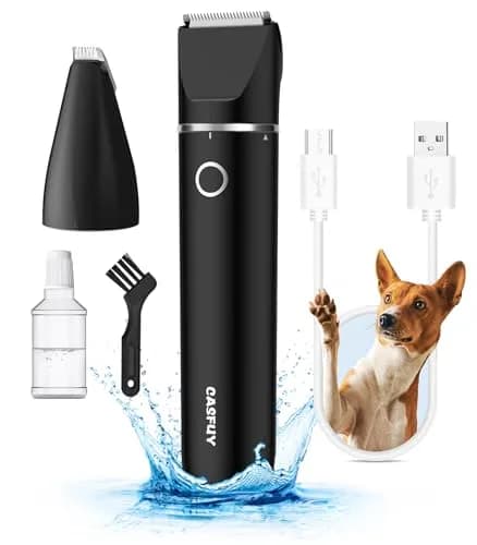 Casfuy Cordless Dog Paw Trimmer - Low Noise Small Dog Clippers with Double Blades USB Rechargeable for Dogs Cats Small Pets (1.5h runtime) thumbnail 1
