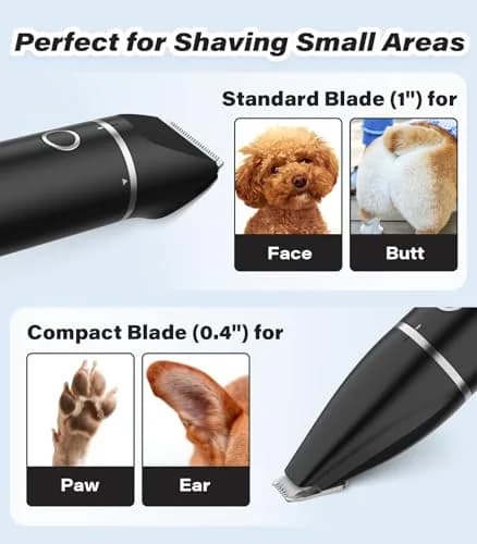 Casfuy Cordless Dog Paw Trimmer - Low Noise Small Dog Clippers with Double Blades USB Rechargeable for Dogs Cats Small Pets (1.5h runtime) thumbnail 6