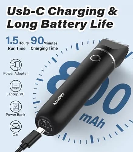 Casfuy Cordless Dog Paw Trimmer - Low Noise Small Dog Clippers with Double Blades USB Rechargeable for Dogs Cats Small Pets (1.5h runtime) thumbnail 7