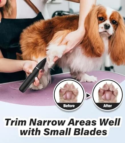 Casfuy Cordless Dog Paw Trimmer - Low Noise Small Dog Clippers with Double Blades USB Rechargeable for Dogs Cats Small Pets (1.5h runtime) thumbnail 2