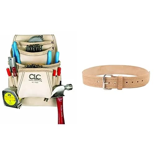 Custom Leathercraft Carpenter's Nail and Tool Bag + Work Belt | 10-Pocket Reversed Top Grain Leather thumbnail 1