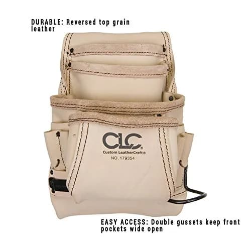 Custom Leathercraft Carpenter's Nail and Tool Bag + Work Belt | 10-Pocket Reversed Top Grain Leather thumbnail 3