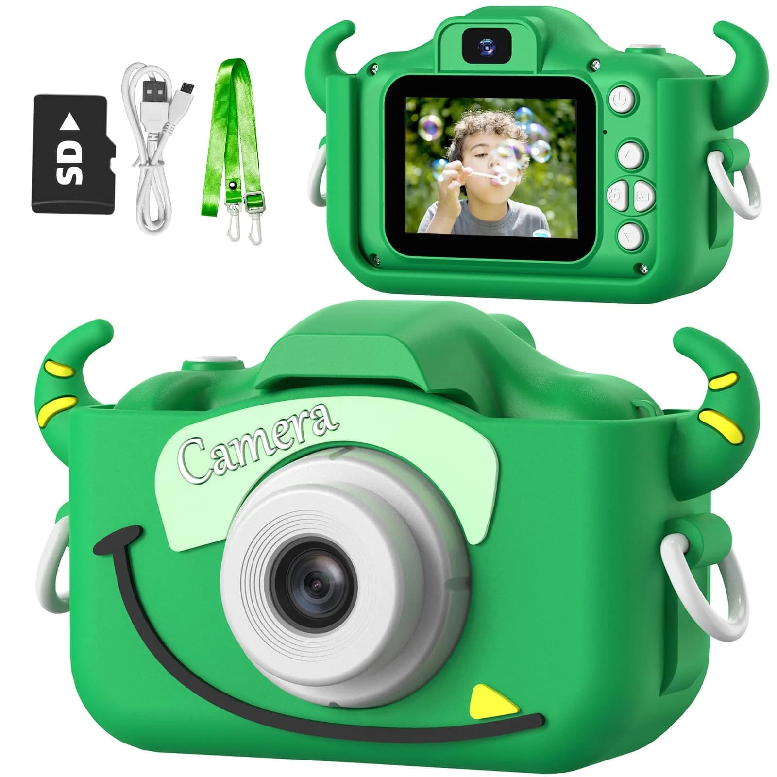 Goopow Kids Digital Camera with Cartoon Cover & 32GB SD Card | Educational Toy for Ages 3-8 - main product image