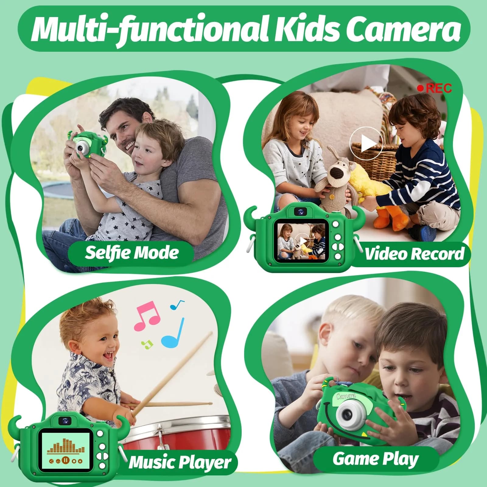 Goopow Kids Digital Camera with Cartoon Cover & 32GB SD Card | Educational Toy for Ages 3-8 - view 4