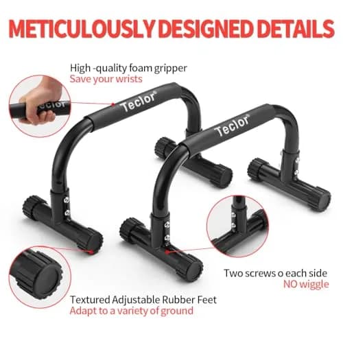 Teclor Pink Calisthenics Push Up Bars | 9.5in High Parallettes for L-sit, Dips, Planche & Handstand Push-ups | 660LBS Capacity thumbnail 4