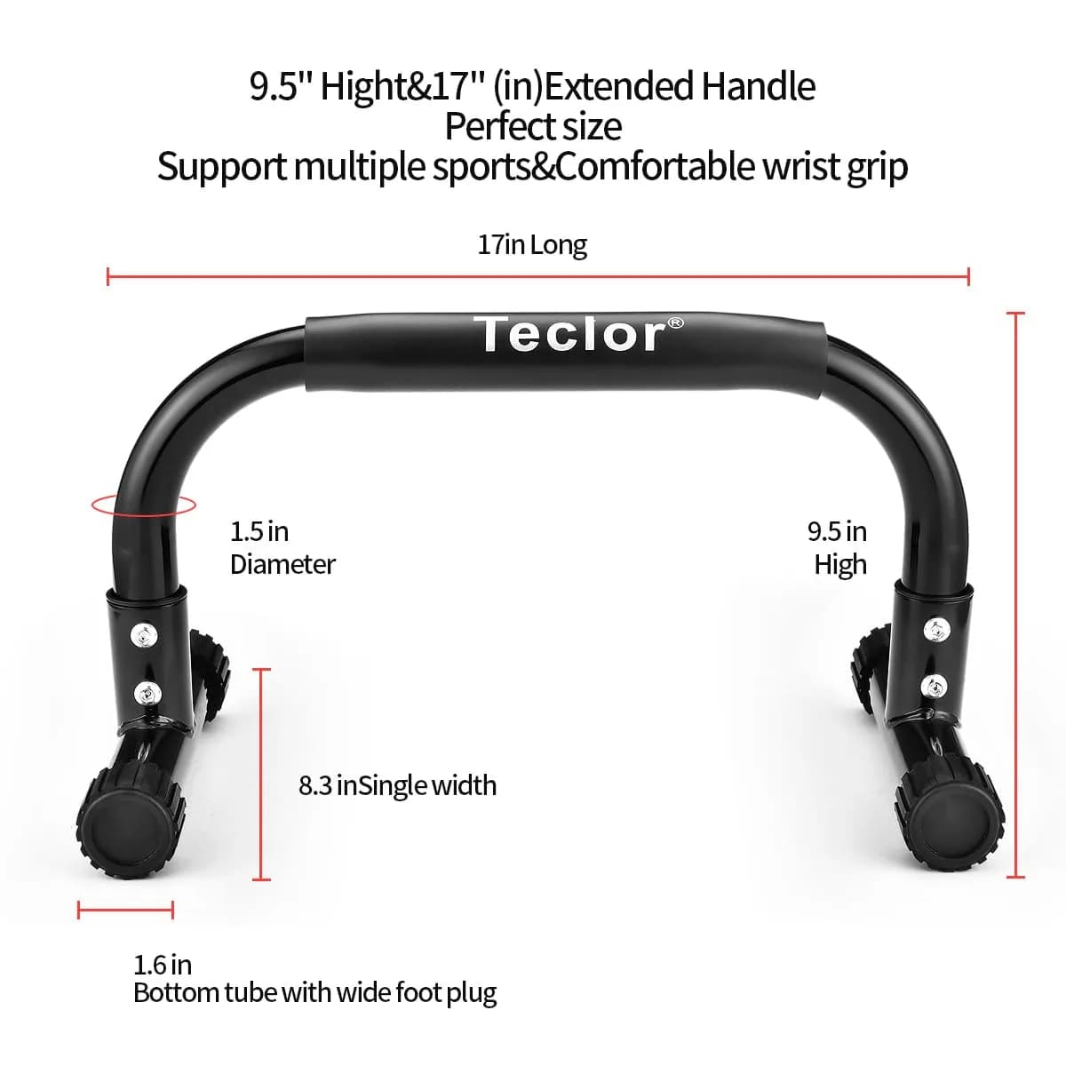 Teclor Pink Calisthenics Push Up Bars | 9.5in High Parallettes for L-sit, Dips, Planche & Handstand Push-ups | 660LBS Capacity - view 3