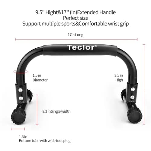 Teclor Pink Calisthenics Push Up Bars | 9.5in High Parallettes for L-sit, Dips, Planche & Handstand Push-ups | 660LBS Capacity thumbnail 3