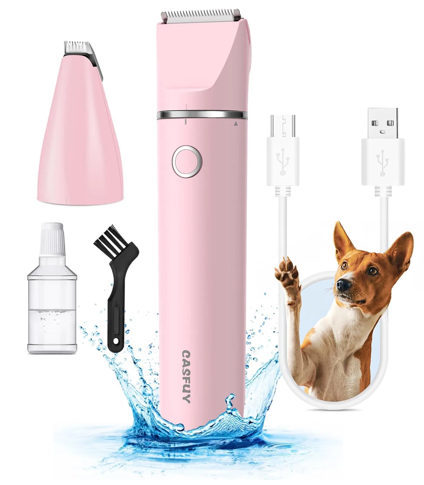 Casfuy Cordless Dog Paw Trimmer - Low Noise Small Dog Clippers with Double Blades USB Rechargeable for Pets (≤120 chars)
