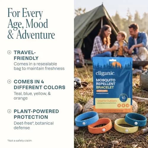 Cliganic Natural Mosquito Repellent Bracelets for Kids & Adults, 10 Pack | DEET-Free Essential Oil Bands for Outdoors thumbnail 7