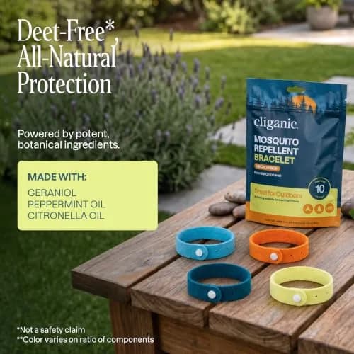 Cliganic Natural Mosquito Repellent Bracelets for Kids & Adults, 10 Pack | DEET-Free Essential Oil Bands for Outdoors thumbnail 8