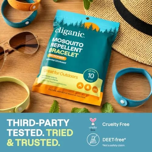 Cliganic Natural Mosquito Repellent Bracelets for Kids & Adults, 10 Pack | DEET-Free Essential Oil Bands for Outdoors thumbnail 9