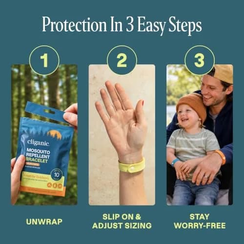 Cliganic Natural Mosquito Repellent Bracelets for Kids & Adults, 10 Pack | DEET-Free Essential Oil Bands for Outdoors thumbnail 3