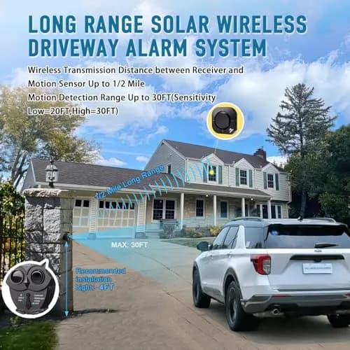 BetterLink Solar Wireless Driveway Alarm System 1/2 Mile Long Range | 1 Receiver & 1 Sensor thumbnail 2