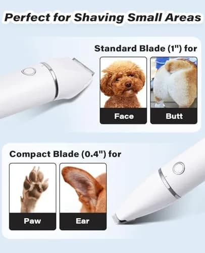 Casfuy Cordless Dog Paw Trimmer - Low Noise Small Dog Clippers with Double Blades USB Rechargeable for Dogs Cats and Small Pets thumbnail 6