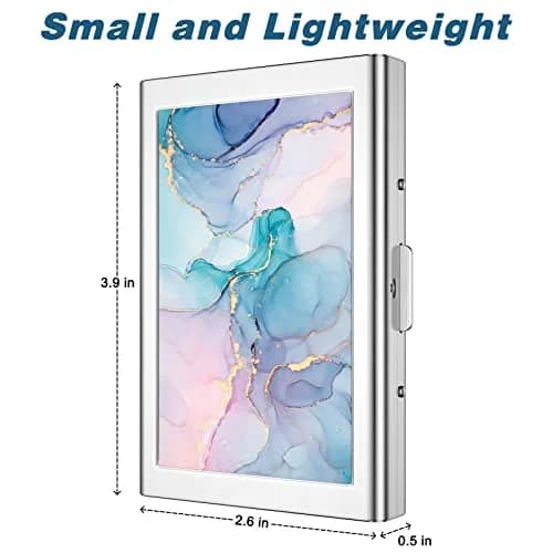 Rimilak Metal Credit Card Holder Mini Wallet Purple Gold Marble | RFID Blocking Slim Card Case for Women thumbnail 3
