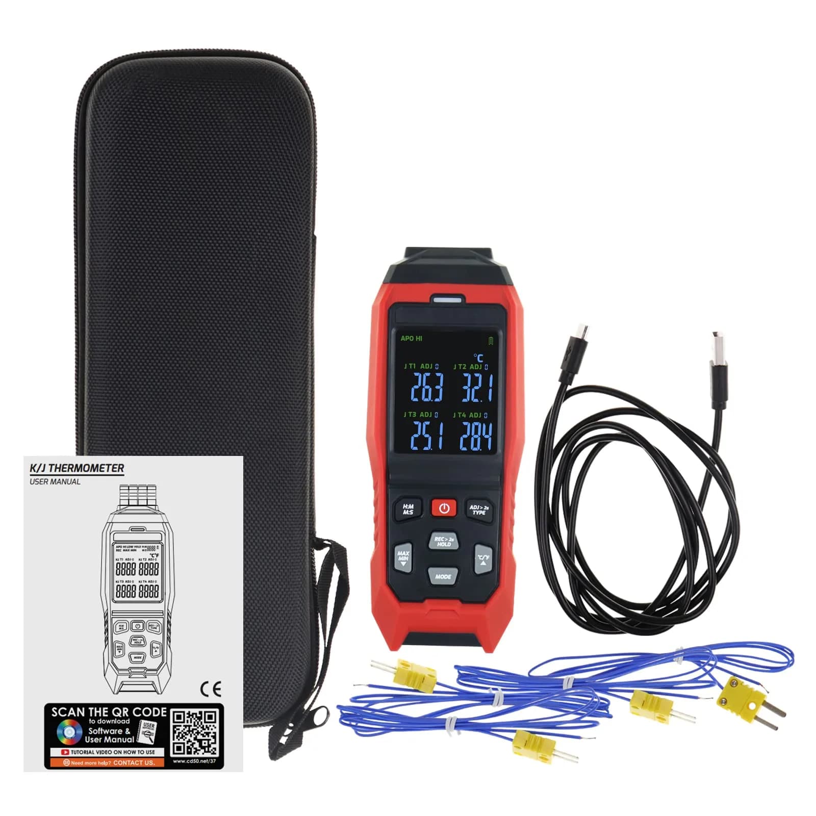 DANOPLUS 4-Channel Thermocouple Thermometer Data Logger -200~1372°C (2501°F) | Programmable Recording & Alarms - view 8