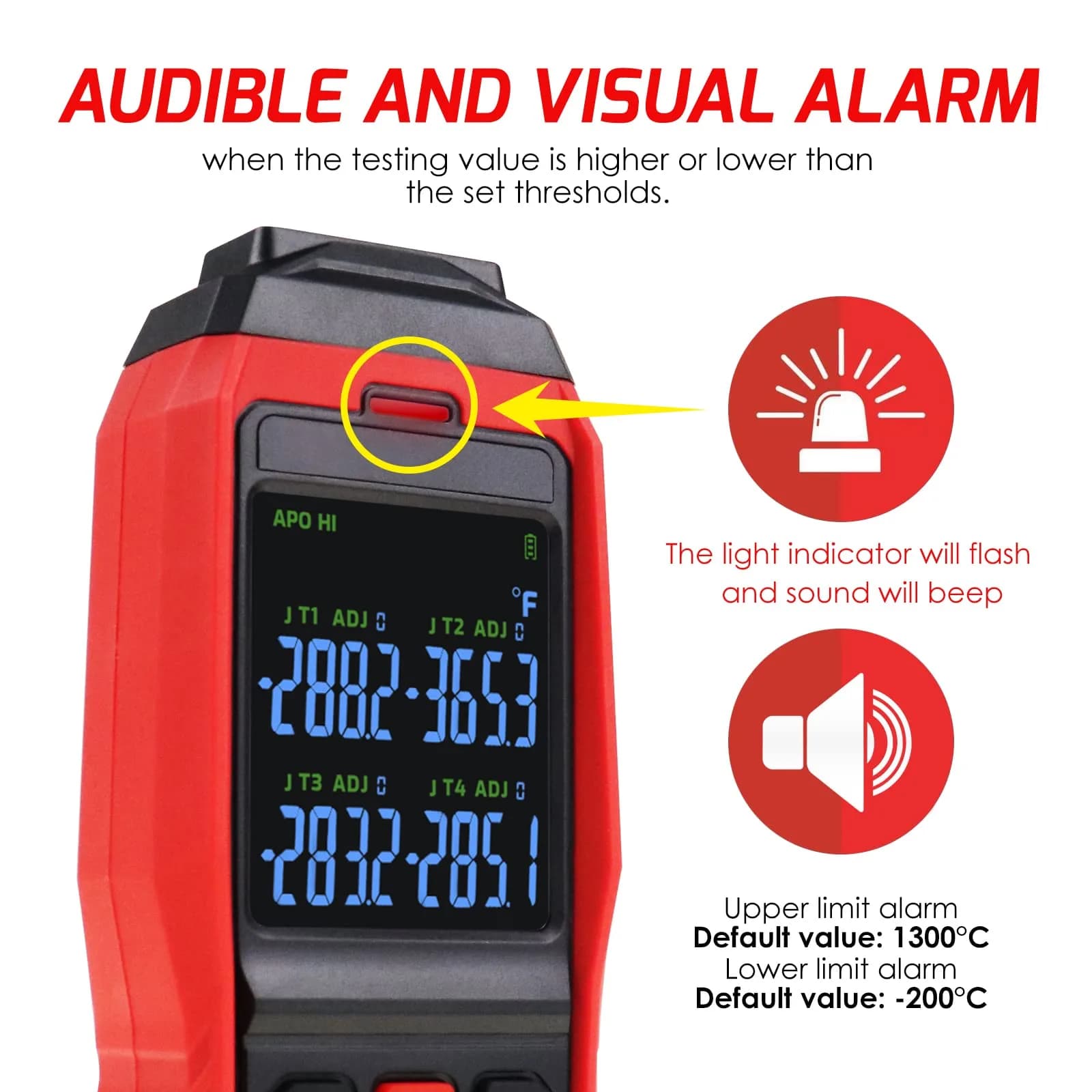 DANOPLUS 4-Channel Thermocouple Thermometer Data Logger -200~1372°C (2501°F) | Programmable Recording & Alarms - view 4