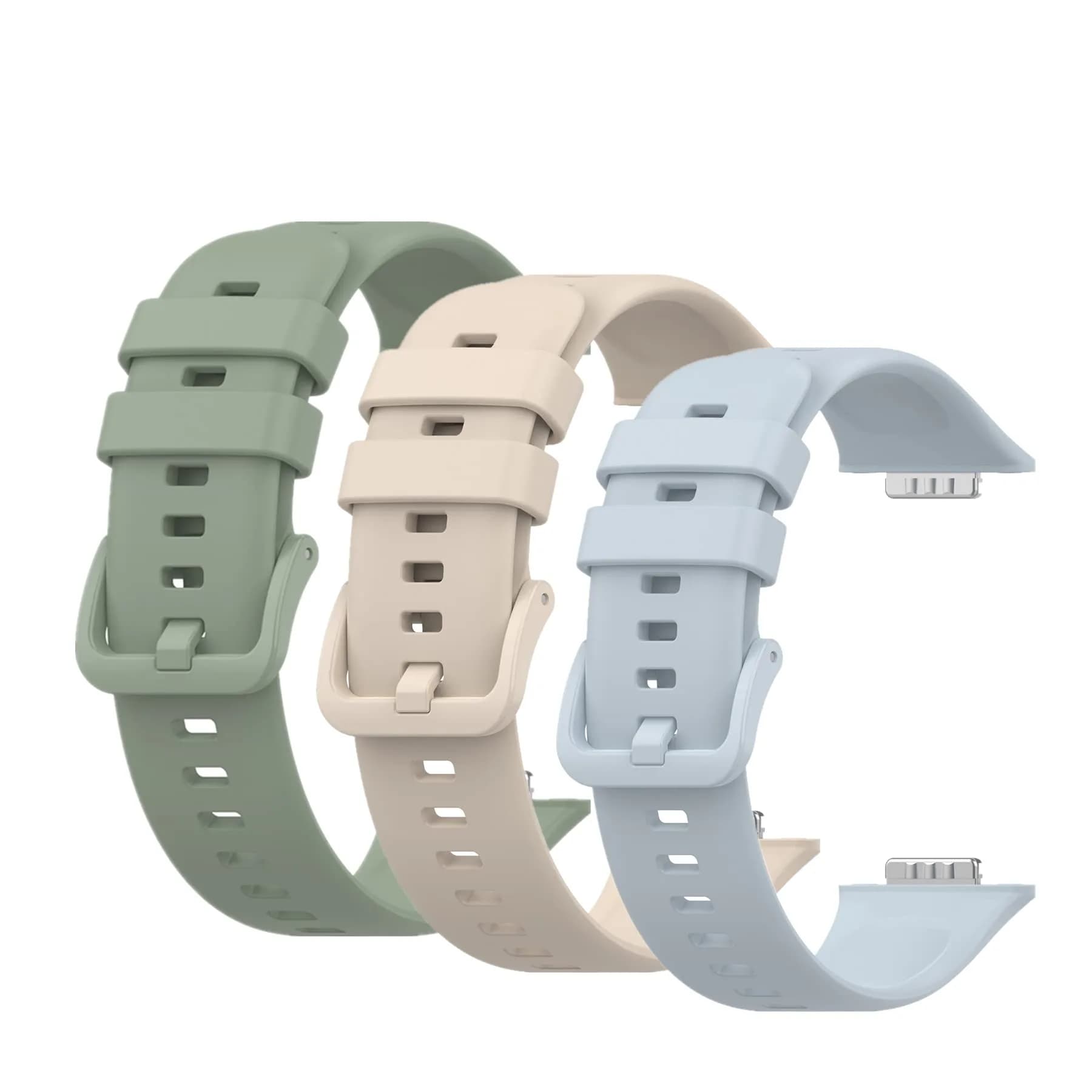 Muovrto Replacement Band for Huawei Watch Fit 2 24.9mm (0.98 inch) | 3-Pack Silicone Sport Strap — Light Green+Ivory+Light Blue
