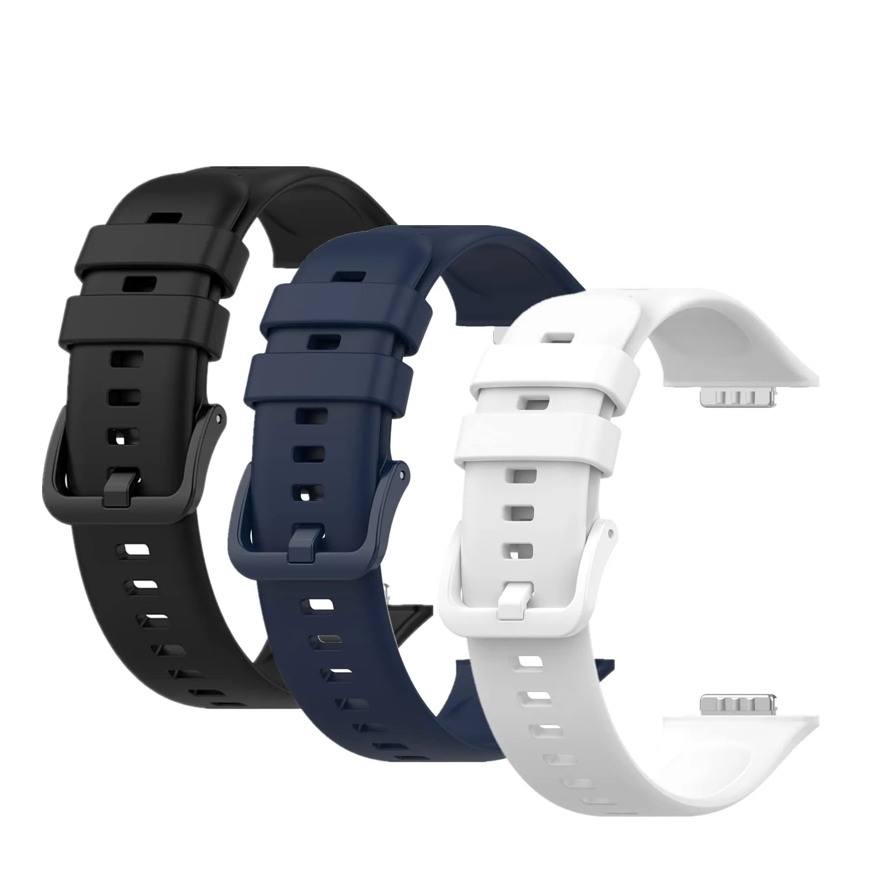 Muovrto Replacement Band for Huawei Watch Fit 2 24.9mm (0.98 inch) | 3-Pack Silicone Sport Strap — Black+Dark Blue+White