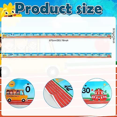 Nuanchu Number Line Mats 0-30 & 31-60 | 6.7m (21.98 ft) x 30.5cm (12 Inch) Educational Floor Mats thumbnail 2
