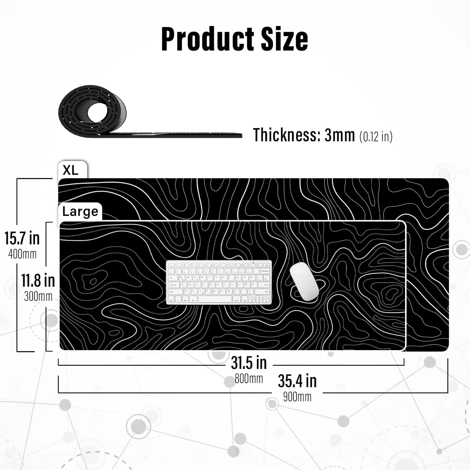 Ovenbird Black Topo Extended X-Large Gaming Mouse Pad (35.4" x 15.7") - view 3