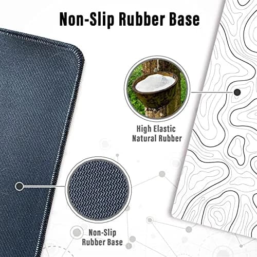 Ovenbird Large Gaming Mouse Pad with Stitched Edges | Minimalist Topographic Desk Mat, Extended XL, 35.4 x 15.7 in, White thumbnail 5