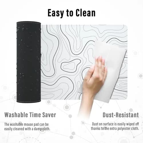 Ovenbird Large Gaming Mouse Pad with Stitched Edges | Minimalist Topographic Desk Mat, Extended XL, 35.4 x 15.7 in, White thumbnail 6