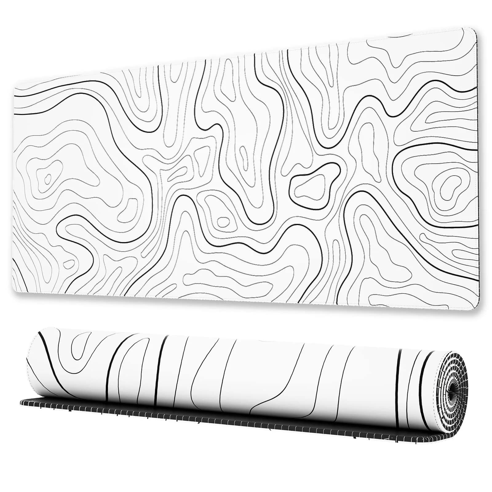 Ovenbird White Topo Large Gaming Mouse Pad, Extended X-Large 35.4" x 15.7" Desk Mat - view 2