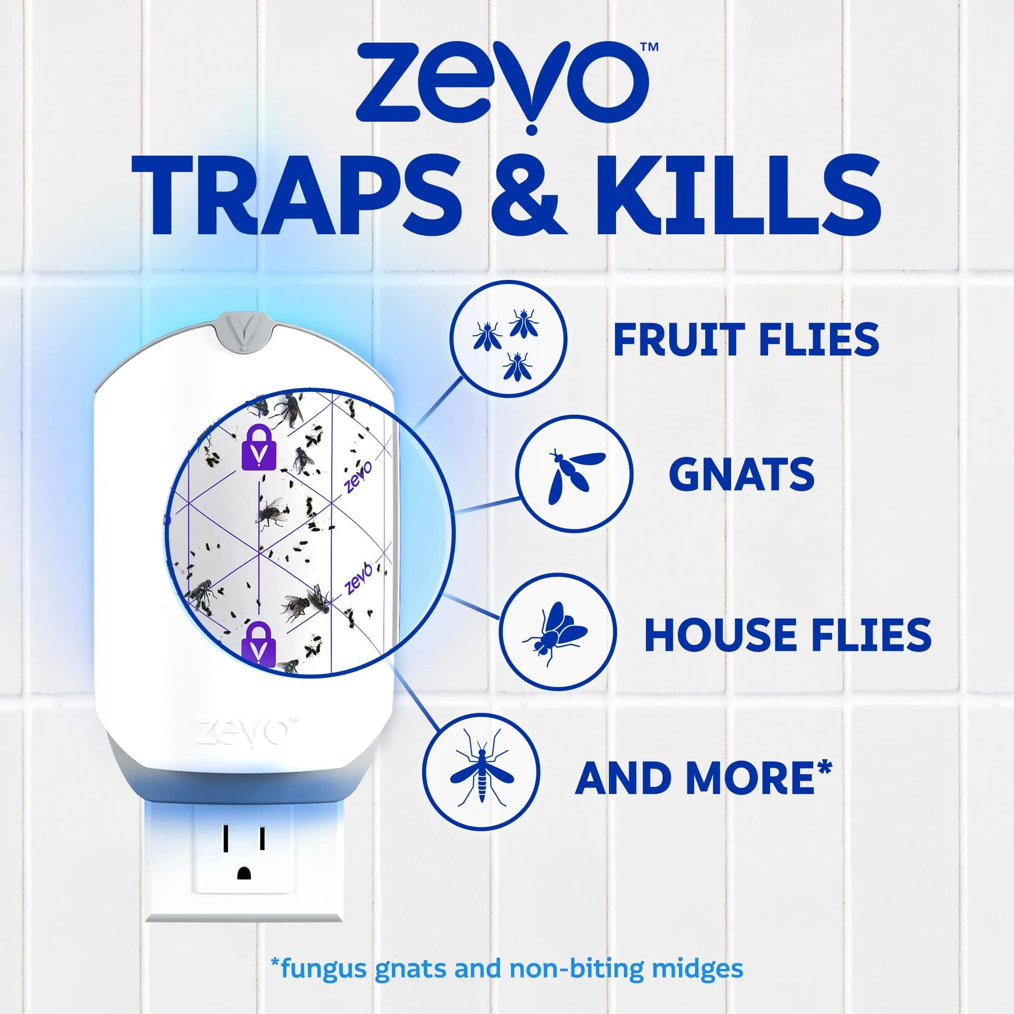 ZEVO Flying Insect Trap Refill Cartridges 4 Count | Odorless & Mess-Free Trap+Lock Technology for Fruit Flies & Gnats - view 6