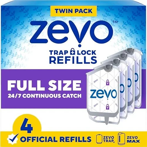 ZEVO Flying Insect Trap Refill Cartridges 4 Count | Odorless & Mess-Free Trap+Lock Technology for Fruit Flies & Gnats thumbnail 1